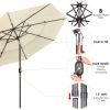 10Ft 3-Tiers 32LEDS Patio Umbrella Beige