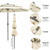 10Ft 3-Tiers 32LEDS Patio Umbrella Beige