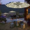 10Ft 3-Tiers 32LEDS Patio Umbrella Beige