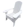 Outdoor or indoor Wood Adirondack chair with an hole to hold umbrella on the arm ; white