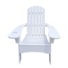 Outdoor or indoor Wood Adirondack chair with an hole to hold umbrella on the arm ; white