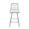 Great Deal Furniture Hedy Outdoor Counter Stool; 26" Seat; Contemporary; Geometric; Gray Iron Frame with Ivory Cushions (Set of 2)