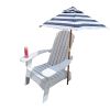 Outdoor or indoor Wood Adirondack chair with an hole to hold umbrella on the arm ; white