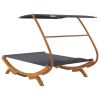 Patio Lounge Bed with Canopy 65"x79.9"x54.3" Solid Bent Wood Anthracite