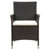 vidaXL Patio Chairs with Cushions 2 pcs Poly Rattan Brown