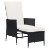 vidaXL Reclining Patio Chair with Cushions Poly Rattan Black