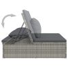 vidaXL Convertible Sun Bed with Cushions Poly Rattan Dark Gray