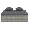 vidaXL Convertible Sun Bed with Cushions Poly Rattan Dark Gray