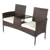 131*61*83cm Disassembled Iron Frame Brown Gradient Rattan Lover Chair