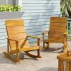 Wooden Outdoor Rocking Chair Adirondack Teak finish (Set of 2)