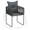 vidaXL Patio Chairs 2 pcs with Pillows Poly Rattan Black