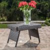 Akehurst Outdoor Brown Wicker Adjustable Folding Side Table