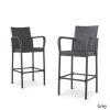 Stewart 30-Inch Outdoor Grey Wicker Barstool (Set of 2)