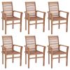 vidaXL Dining Chairs 6 pcs with Light Blue Cushions Solid Teak Wood