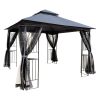 10x10 Outdoor Patio Gazebo Canopy Tent With Ventilated Double Roof And Mosquito net(Detachable Mesh Screen On All Sides); Suitable for Lawn; Garden; B