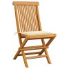 vidaXL Patio Chairs with Cream Cushions 4 pcs Solid Teak Wood