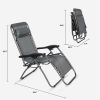 Zero Gravity Patio Adjustable Folding Reclining Chair with Pillow, 2PC Grey