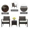 2pcs Arm Chairs 1pc Coffee Table, 3pcs Rattan Sofa Set Brown Gradient XH