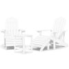 Patio Adirondack Chairs with Footstool & Table HDPE White