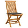 vidaXL Patio Chairs with Anthracite Cushions 4 pcs Solid Teak Wood