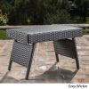 Akehurst Outdoor Gray Wicker Adjustable Folding Side Table