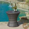 Townsgate Outdoor Brown Wicker Hourglass Side Table Gray