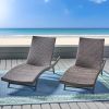 Eliana Outdoor Brown Wicker Adjustable Chaise Lounge Chair Set of 2