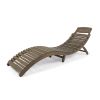 Lisbon Outdoor Wood Folding & Portable Chaise Lounge Grey Finish ( set of 1)