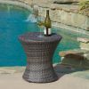 Townsgate Outdoor Brown Wicker Hourglass Side Table Gray