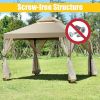 Outdoor 2-Tier 10 Feet x 10 Feet Screw-free Structure Shelter Gazebo Canopy