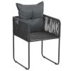 vidaXL Patio Chairs 2 pcs with Pillows Poly Rattan Black