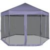 vidaXL Hexagonal Pop-Up Marquee with 6 Sidewalls Dark Blue 11.8'x10.2'