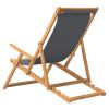 vidaXL Folding Beach Chair Solid Wood Teak Gray