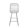 Great Deal Furniture Hedy Outdoor Counter Stool; 26" Seat; Contemporary; Geometric; Gray Iron Frame with Ivory Cushions (Set of 2)