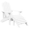 Patio Adirondack Chairs with Footstool & Table HDPE White