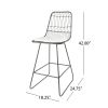 Great Deal Furniture Hedy Outdoor Counter Stool; 26" Seat; Contemporary; Geometric; Gray Iron Frame with Ivory Cushions (Set of 2)