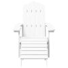 Patio Adirondack Chairs with Footstool & Table HDPE White