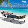 Beach Folding Chaise Lounge Recliner with 7 Adjustable Positions