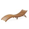 Lisbon Outdoor Wood Folding & Portable Chaise Lounge Brown Patina ( set of 1)