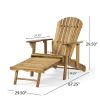 Katherine Outdoor Acacia Adirondack Natural Lounge Chair with Pull Out Footstool