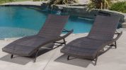 Eliana Outdoor Brown Wicker Adjustable Chaise Lounge Chair Set of 2