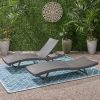 Eliana Outdoor Gray Wicker Adjustable Lounge Chair Set of 2