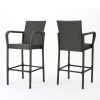 Stewart 30-Inch Outdoor Grey Wicker Barstool (Set of 2)