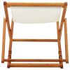 vidaXL Folding Beach Chair Eucalyptus Wood and Fabric Cream White