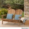 Outdoor Solid Wood Adirondack Loveseat Sofa Natural