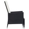 vidaXL Reclining Patio Chair with Cushions Poly Rattan Black