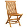 vidaXL Patio Chairs with Anthracite Cushions 4 pcs Solid Teak Wood