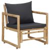 vidaXL Patio Chairs with Cushions 2 pcs Bamboo