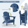 Folding Adirondack Chair, Fire Pit Chair,Patio Outdoor Chairs All-Weather Proof HDPE Resin for BBQ Beach Deck Garden Lawn Backyard-Navy Blue