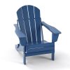 Folding Adirondack Chair, Fire Pit Chair,Patio Outdoor Chairs All-Weather Proof HDPE Resin for BBQ Beach Deck Garden Lawn Backyard-Navy Blue